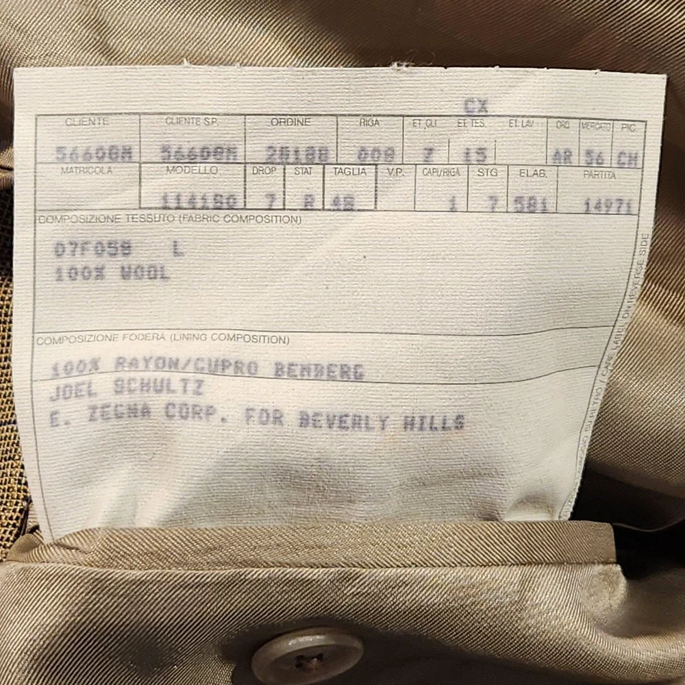 Ermenegildo‎ Zegna Blazer Mens 48L Tan Wool Taglio Esclusivo High Performance